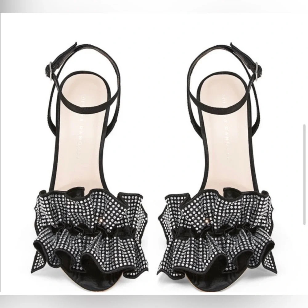 NIB LOEFFLER RANDALL SAVANNAH RHINESTONE RUFFLE HEEL - Picture 2 of 12